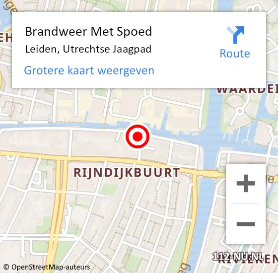 Locatie op kaart van de 112 melding: Brandweer Met Spoed Naar Leiden, Utrechtse Jaagpad op 29 februari 2024 13:14