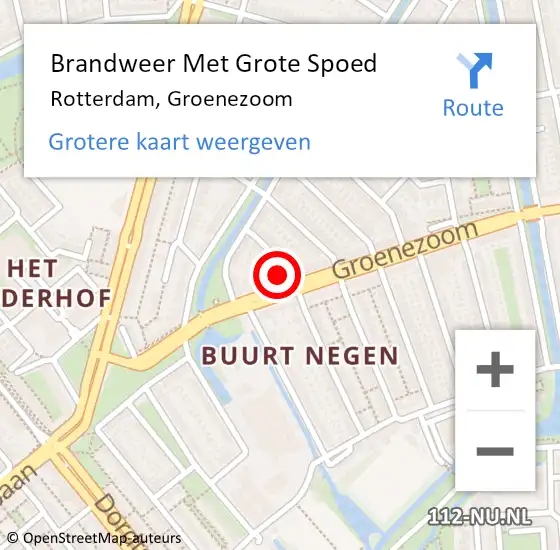 Locatie op kaart van de 112 melding: Brandweer Met Grote Spoed Naar Rotterdam, Groenezoom op 29 februari 2024 13:25