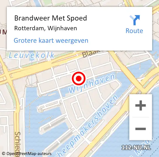 Locatie op kaart van de 112 melding: Brandweer Met Spoed Naar Rotterdam, Wijnhaven op 29 februari 2024 13:31