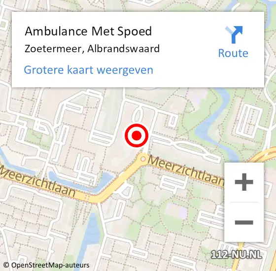 Locatie op kaart van de 112 melding: Ambulance Met Spoed Naar Zoetermeer, Albrandswaard op 29 februari 2024 14:45