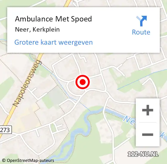 Locatie op kaart van de 112 melding: Ambulance Met Spoed Naar Neer, Kerkplein op 29 februari 2024 14:50