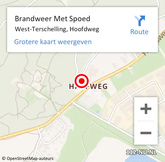 Locatie op kaart van de 112 melding: Brandweer Met Spoed Naar West-Terschelling, Hoofdweg op 29 februari 2024 14:56