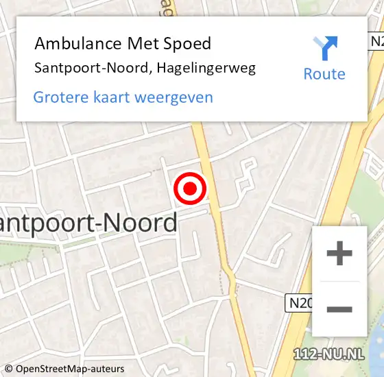 Locatie op kaart van de 112 melding: Ambulance Met Spoed Naar Santpoort-Noord, Hagelingerweg op 29 februari 2024 15:00