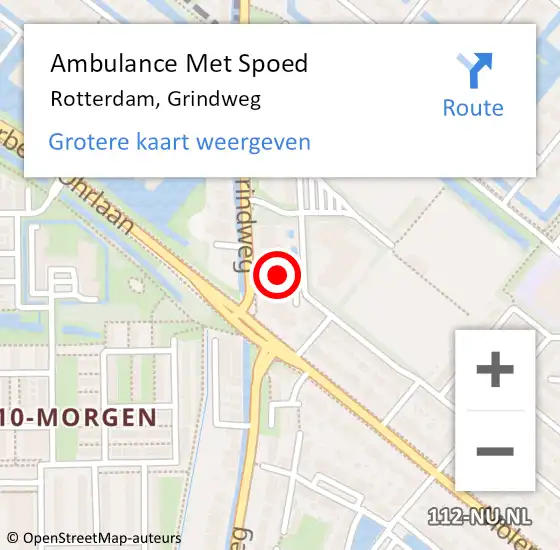 Locatie op kaart van de 112 melding: Ambulance Met Spoed Naar Rotterdam, Grindweg op 29 februari 2024 15:15