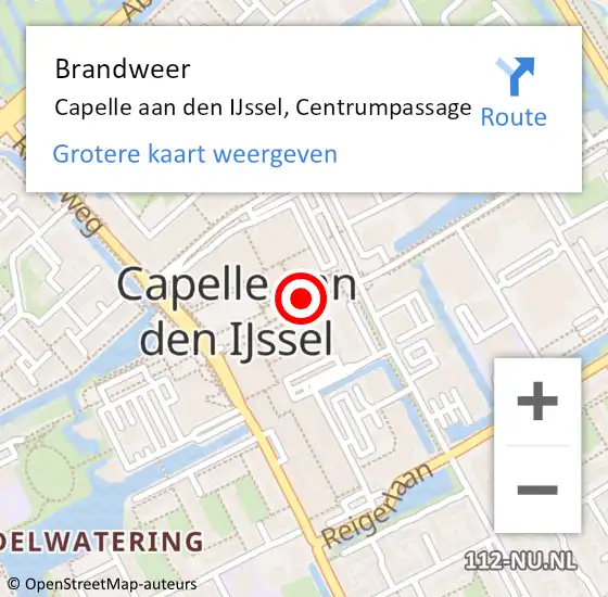 Locatie op kaart van de 112 melding: Brandweer Capelle aan den IJssel, Centrumpassage op 29 februari 2024 15:22