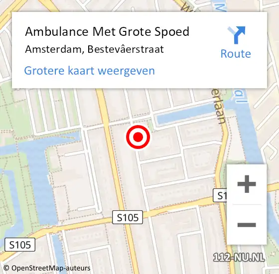 Locatie op kaart van de 112 melding: Ambulance Met Grote Spoed Naar Amsterdam, Bestevâerstraat op 29 februari 2024 15:24