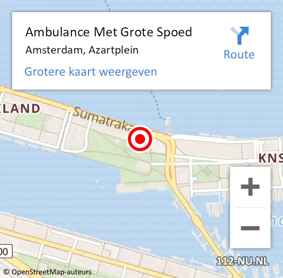 Locatie op kaart van de 112 melding: Ambulance Met Grote Spoed Naar Amsterdam, Azartplein op 29 februari 2024 15:35