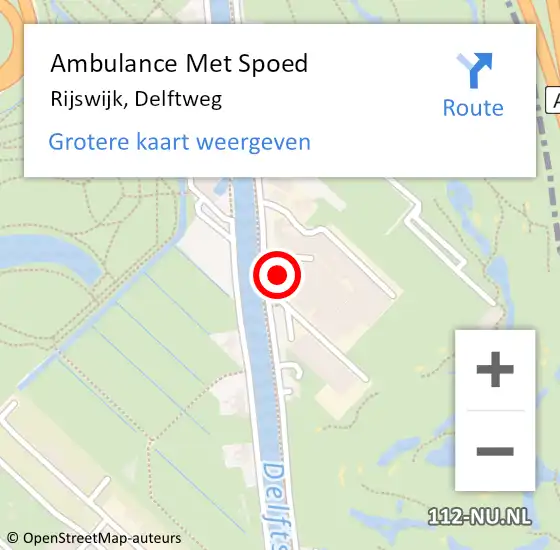 Locatie op kaart van de 112 melding: Ambulance Met Spoed Naar Rijswijk, Delftweg op 29 februari 2024 15:49