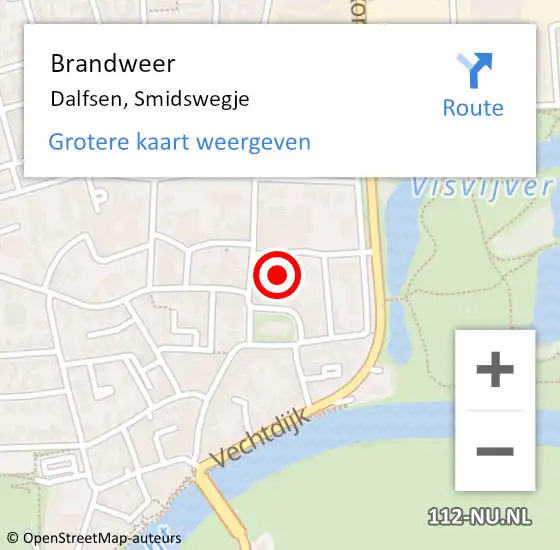 Locatie op kaart van de 112 melding: Brandweer Dalfsen, Smidswegje op 29 februari 2024 16:04