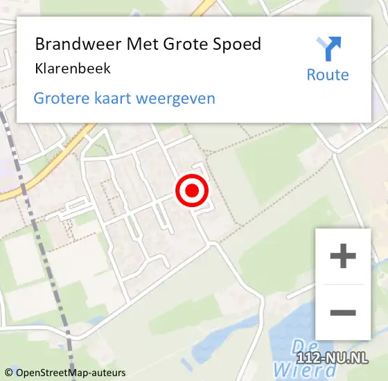 Locatie op kaart van de 112 melding: Brandweer Met Grote Spoed Naar Klarenbeek op 27 september 2014 14:47