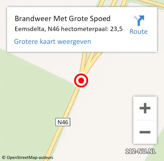Locatie op kaart van de 112 melding: Brandweer Met Grote Spoed Naar Eemsdelta, N46 hectometerpaal: 23,5 op 29 februari 2024 16:31