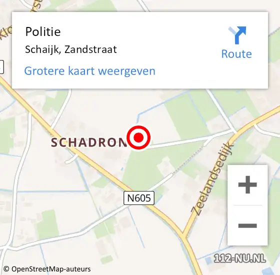 Locatie op kaart van de 112 melding: Politie Schaijk, Zandstraat op 29 februari 2024 16:42