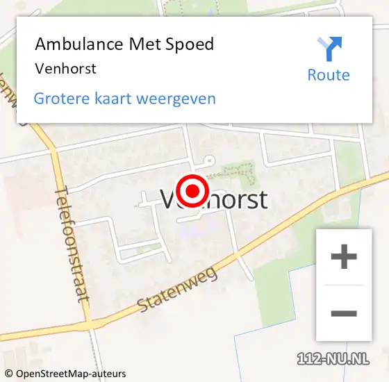 Locatie op kaart van de 112 melding: Ambulance Met Spoed Naar Venhorst op 29 februari 2024 17:20