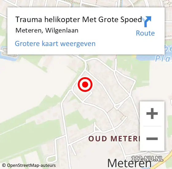 Locatie op kaart van de 112 melding: Trauma helikopter Met Grote Spoed Naar Meteren, Wilgenlaan op 29 februari 2024 17:21