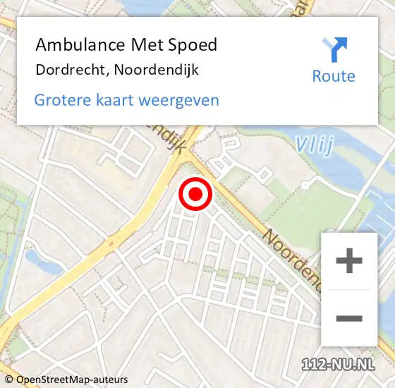 Locatie op kaart van de 112 melding: Ambulance Met Spoed Naar Dordrecht, Noordendijk op 29 februari 2024 17:26
