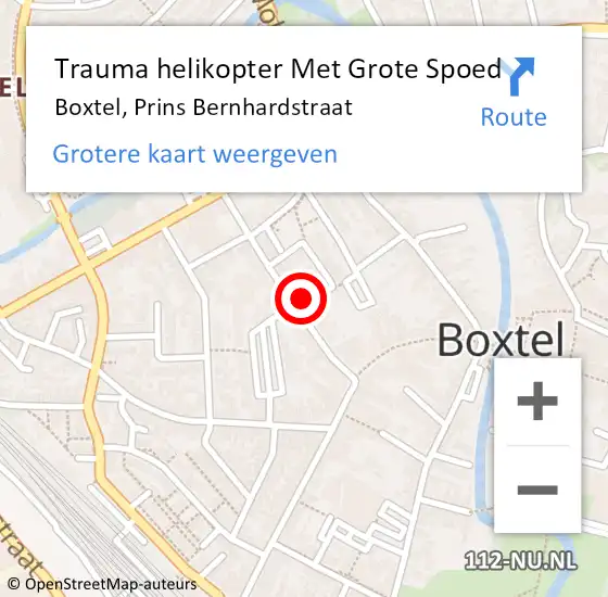 Locatie op kaart van de 112 melding: Trauma helikopter Met Grote Spoed Naar Boxtel, Prins Bernhardstraat op 29 februari 2024 17:28
