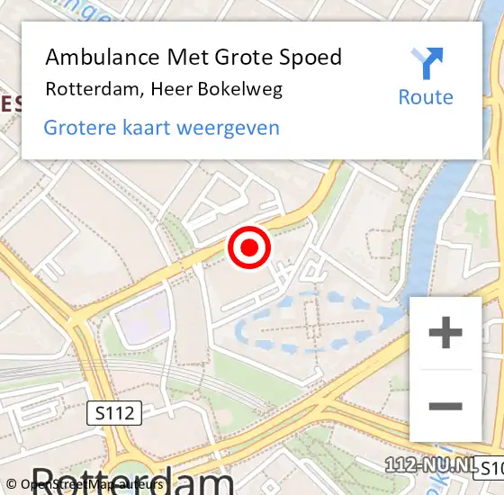 Locatie op kaart van de 112 melding: Ambulance Met Grote Spoed Naar Rotterdam, Heer Bokelweg op 29 februari 2024 17:43