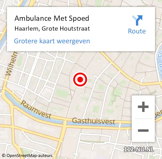 Locatie op kaart van de 112 melding: Ambulance Met Spoed Naar Haarlem, Grote Houtstraat op 29 februari 2024 18:27