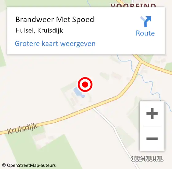 Locatie op kaart van de 112 melding: Brandweer Met Spoed Naar Hulsel, Kruisdijk op 29 februari 2024 18:48