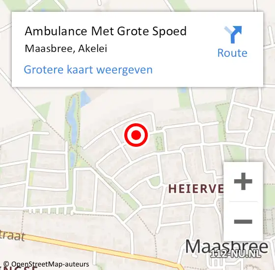 Locatie op kaart van de 112 melding: Ambulance Met Grote Spoed Naar Maasbree, Akelei op 29 februari 2024 19:08