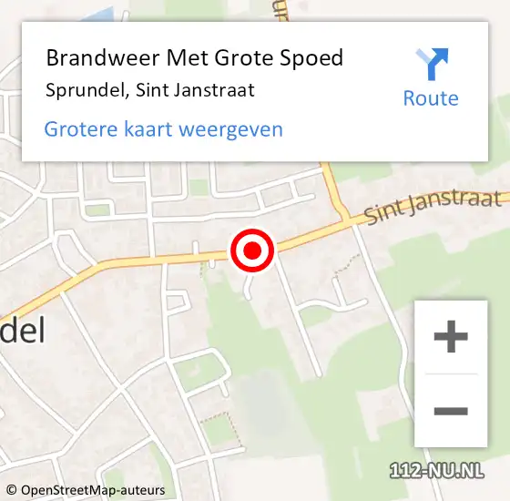 Locatie op kaart van de 112 melding: Brandweer Met Grote Spoed Naar Sprundel, Sint Janstraat op 29 februari 2024 19:14