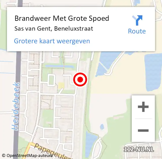 Locatie op kaart van de 112 melding: Brandweer Met Grote Spoed Naar Sas van Gent, Beneluxstraat op 29 februari 2024 19:20
