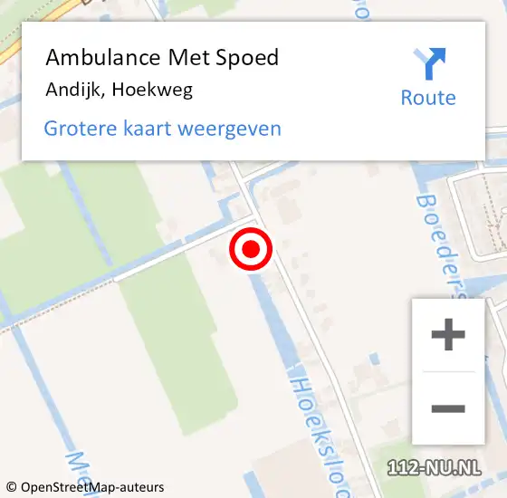 Locatie op kaart van de 112 melding: Ambulance Met Spoed Naar Andijk, Hoekweg op 29 februari 2024 20:35