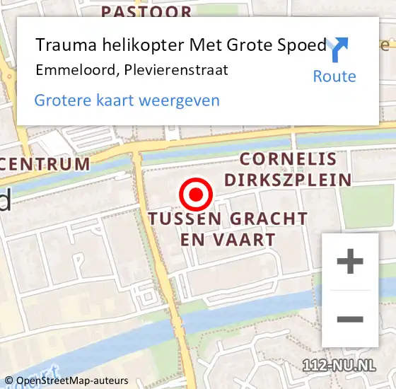 Locatie op kaart van de 112 melding: Trauma helikopter Met Grote Spoed Naar Emmeloord, Plevierenstraat op 29 februari 2024 20:42