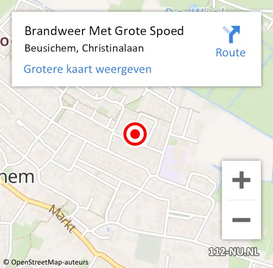 Locatie op kaart van de 112 melding: Brandweer Met Grote Spoed Naar Beusichem, Christinalaan op 29 februari 2024 20:53