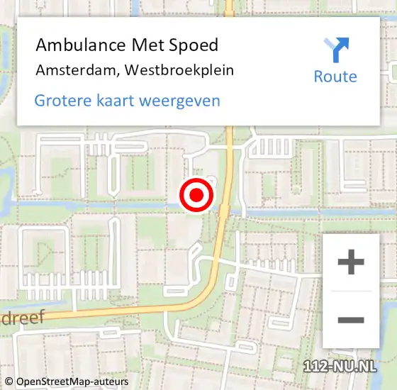 Locatie op kaart van de 112 melding: Ambulance Met Spoed Naar Amsterdam, Westbroekplein op 29 februari 2024 21:08