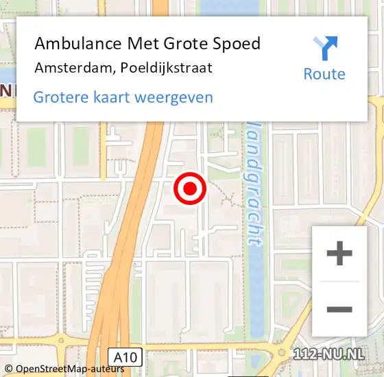 Locatie op kaart van de 112 melding: Ambulance Met Grote Spoed Naar Amsterdam, Poeldijkstraat op 29 februari 2024 21:50