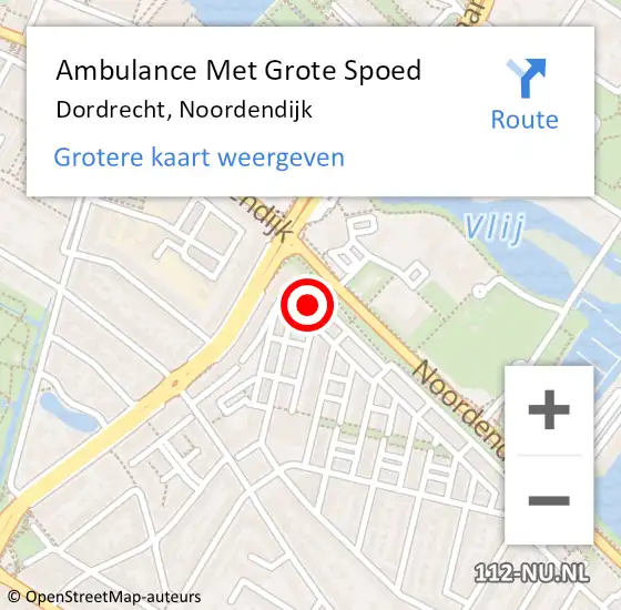 Locatie op kaart van de 112 melding: Ambulance Met Grote Spoed Naar Dordrecht, Noordendijk op 29 februari 2024 22:05