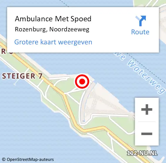 Locatie op kaart van de 112 melding: Ambulance Met Spoed Naar Rozenburg, Noordzeeweg op 29 februari 2024 22:14