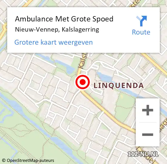 Locatie op kaart van de 112 melding: Ambulance Met Grote Spoed Naar Nieuw-Vennep, Kalslagerring op 29 februari 2024 22:40