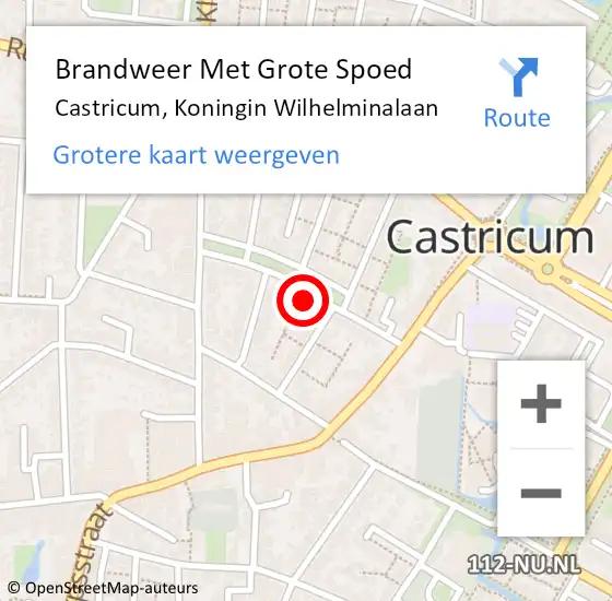 Locatie op kaart van de 112 melding: Brandweer Met Grote Spoed Naar Castricum, Koningin Wilhelminalaan op 29 februari 2024 23:10