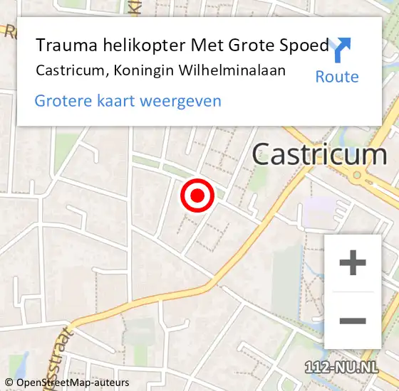 Locatie op kaart van de 112 melding: Trauma helikopter Met Grote Spoed Naar Castricum, Koningin Wilhelminalaan op 29 februari 2024 23:13