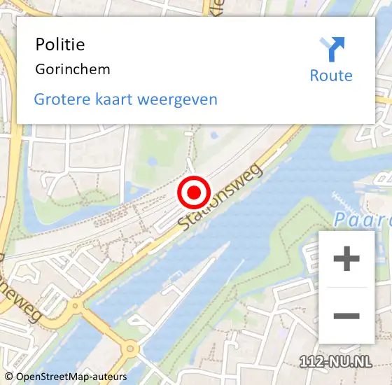 Locatie op kaart van de 112 melding: Politie Gorinchem op 29 februari 2024 23:19