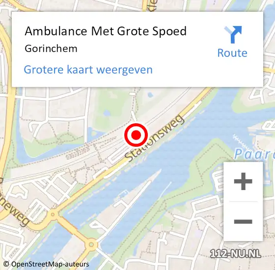 Locatie op kaart van de 112 melding: Ambulance Met Grote Spoed Naar Gorinchem op 29 februari 2024 23:19