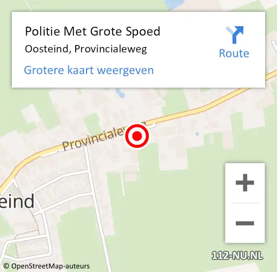 Locatie op kaart van de 112 melding: Politie Met Grote Spoed Naar Oosteind, Provincialeweg op 1 maart 2024 00:00