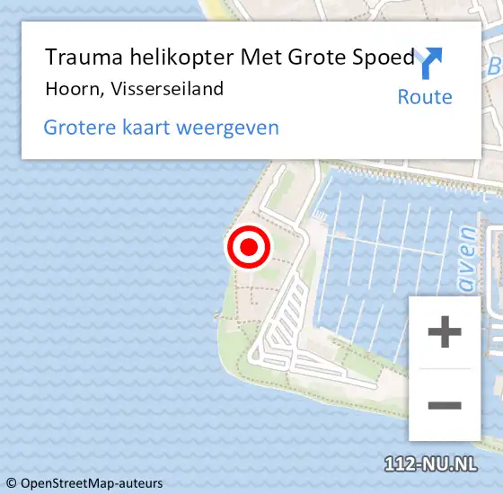 Locatie op kaart van de 112 melding: Trauma helikopter Met Grote Spoed Naar Hoorn, Visserseiland op 1 maart 2024 00:14