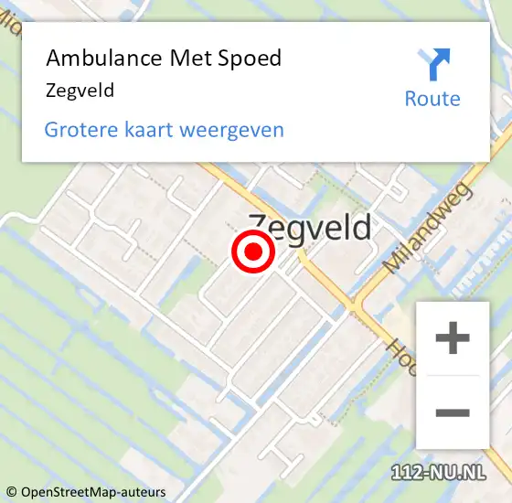 Locatie op kaart van de 112 melding: Ambulance Met Spoed Naar Zegveld op 1 maart 2024 00:15