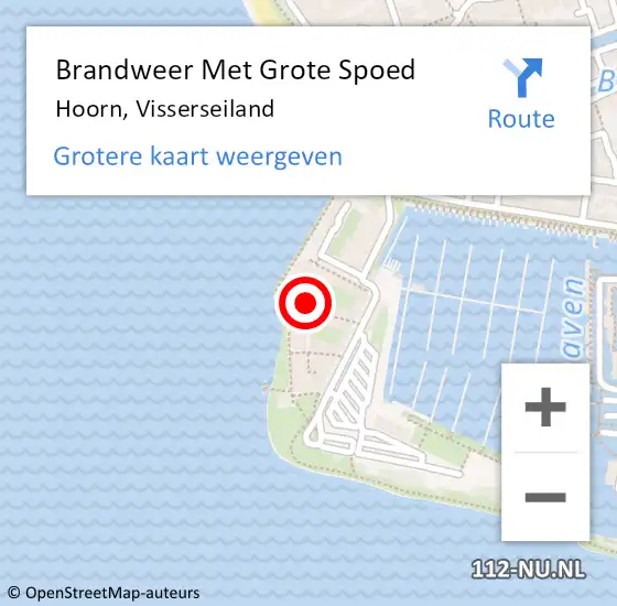 Locatie op kaart van de 112 melding: Brandweer Met Grote Spoed Naar Hoorn, Visserseiland op 1 maart 2024 00:17