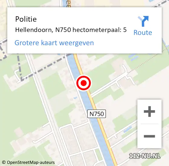 Locatie op kaart van de 112 melding: Politie Hellendoorn, N750 hectometerpaal: 5 op 1 maart 2024 00:26