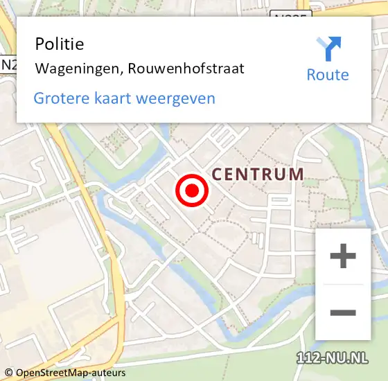 Locatie op kaart van de 112 melding: Politie Wageningen, Rouwenhofstraat op 1 maart 2024 04:00