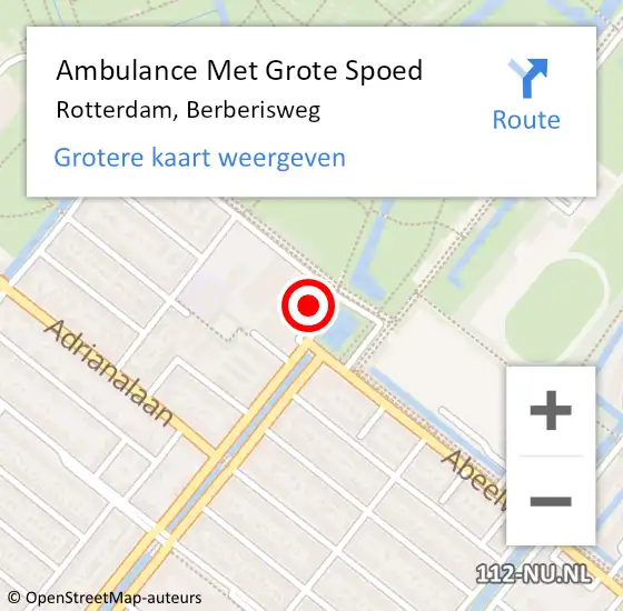 Locatie op kaart van de 112 melding: Ambulance Met Grote Spoed Naar Rotterdam, Berberisweg op 1 maart 2024 05:36