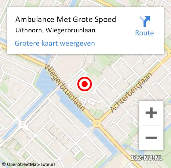 Locatie op kaart van de 112 melding: Ambulance Met Grote Spoed Naar Uithoorn, Wiegerbruinlaan op 1 maart 2024 07:14