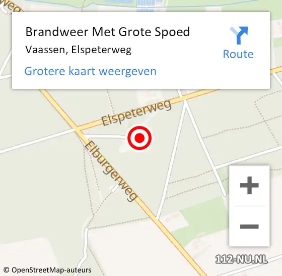 Locatie op kaart van de 112 melding: Brandweer Met Grote Spoed Naar Vaassen, Elspeterweg op 27 september 2014 15:43