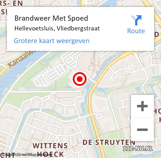 Locatie op kaart van de 112 melding: Brandweer Met Spoed Naar Hellevoetsluis, Vliedbergstraat op 1 maart 2024 08:42