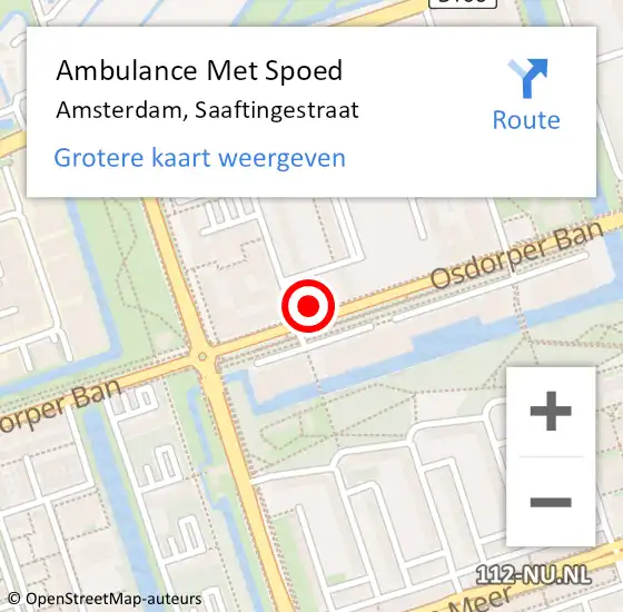 Locatie op kaart van de 112 melding: Ambulance Met Spoed Naar Amsterdam, Saaftingestraat op 1 maart 2024 08:49