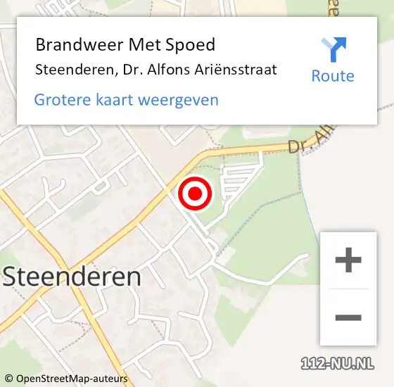 Locatie op kaart van de 112 melding: Brandweer Met Spoed Naar Steenderen, Dr. Alfons Ariënsstraat op 1 maart 2024 08:53